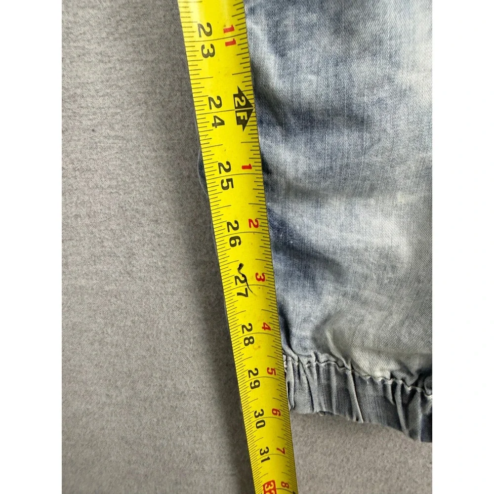 True‎ Religion Mens Acid Wash Jogger Jeans Light Blue Drawstring Size 28